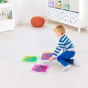 Play Factory Faszinationsmatten – Sensorik-Spielzeug mit bunter Flüssigkeit (4er-Set)