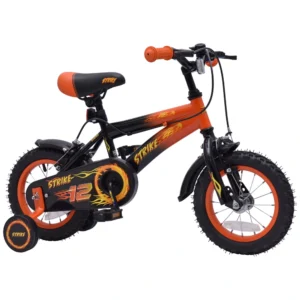 Kinderfahrrad Strike 12 Zoll mit Stützrädern orange/schwarz