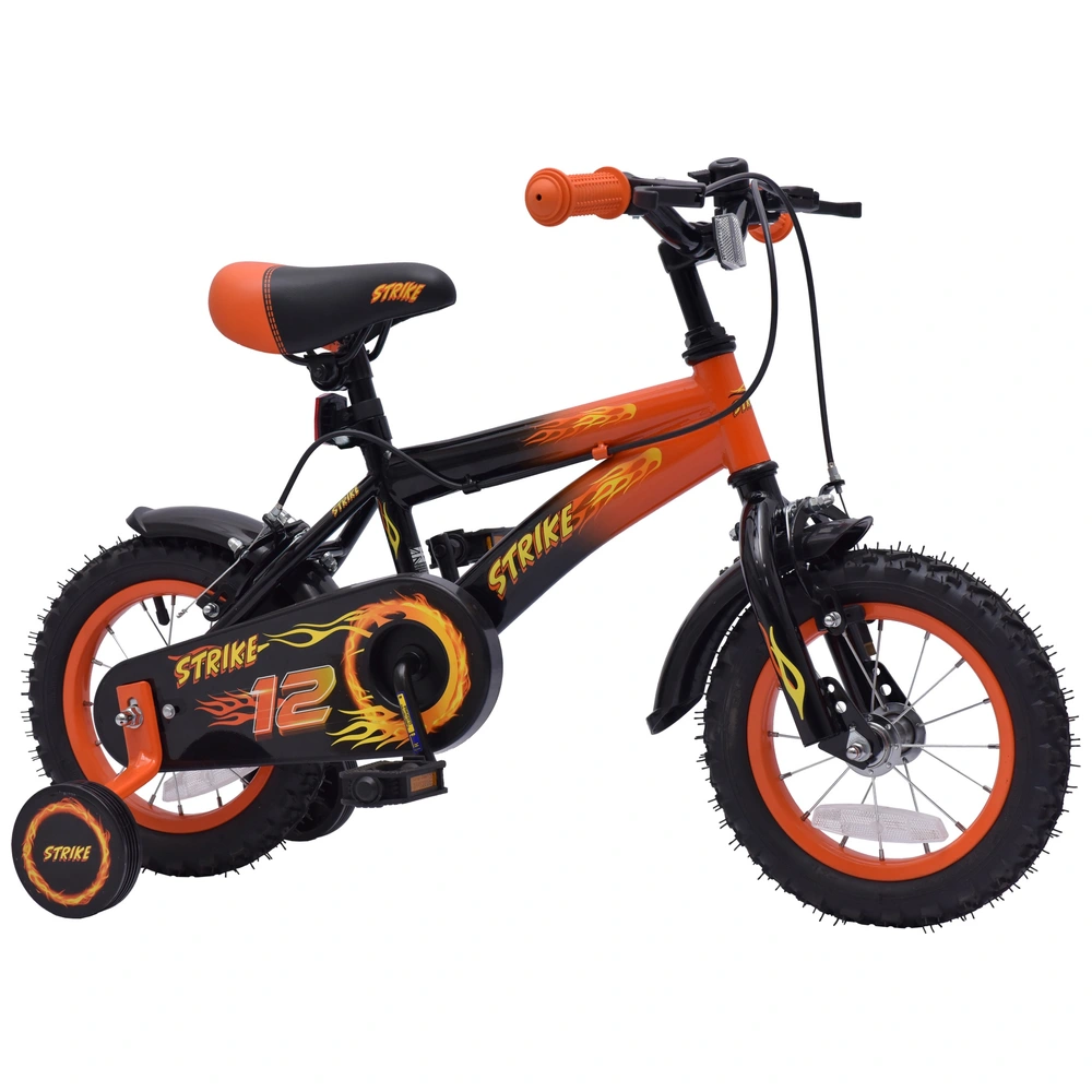 Kinderfahrrad Strike 12 Zoll mit Stützrädern orange/schwarz