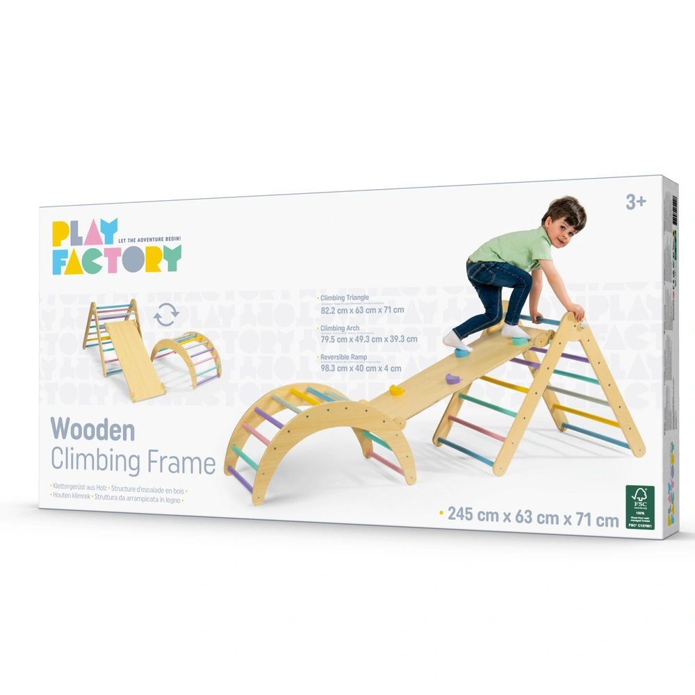 Play Factory Klettergerüst Indoor – Holz-Set (3-teilig) – Bild 2